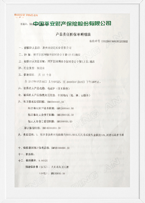 中国平安财产保险单